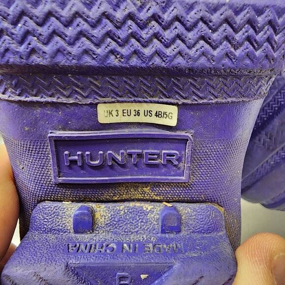 Hunter Kids First Storm Stripe Electric Rain Boots Size 4B/5G Green Blue Boys Gi - Picture 14 of 14
